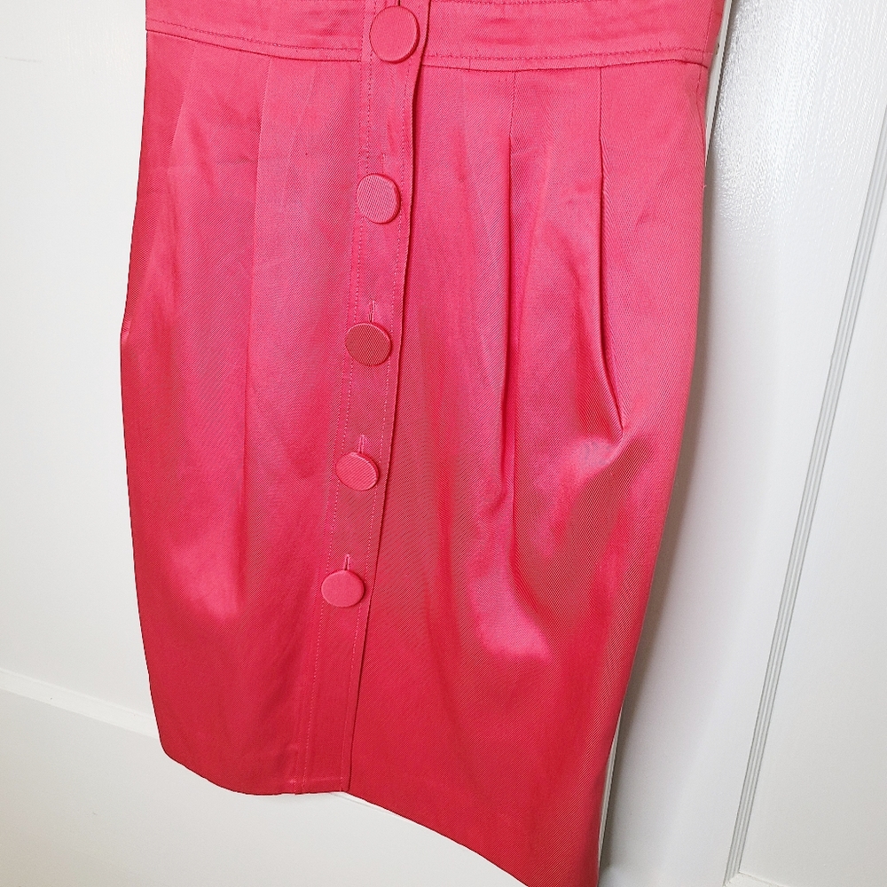 Tibi Pink Button Front Sheath Dress with Pockets - Picture 3 of 7